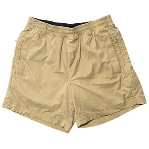 Birddogs Mens Khaki Tan Lined Gym Shorts Size Small Elastic Waist Zip Pockets